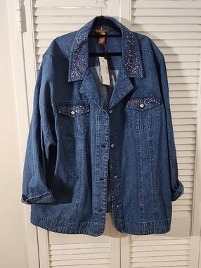 Liz & Me Blue Embellished Denim Jacket
